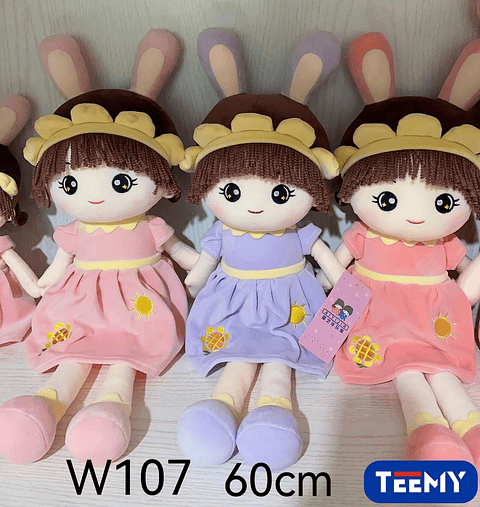 PELUCHE MUÑECA PEPONA 60 CM , PRECIO PUBLICADO ES AL POR MAYOR Y DEBEN SER 3 UNIDADES DEL MISMO  (W107)