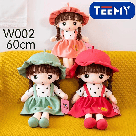 PELUCHE MUÑECA PEPONA 60 CM , PRECIO PUBLICADO ES AL POR MAYOR Y DEBEN SER 3 UNIDADES DEL MISMO  (W002)
