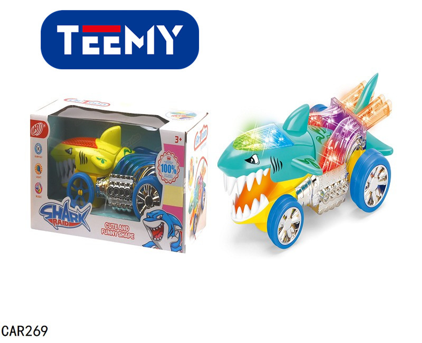 CARRO TIBURON CON LUCES Y MUSICA  , PRECIO PUBLICADO ES AL POR MAYOR Y DEBEN SER 3 UNIDADES DEL MISMO  (CAR269) 1
