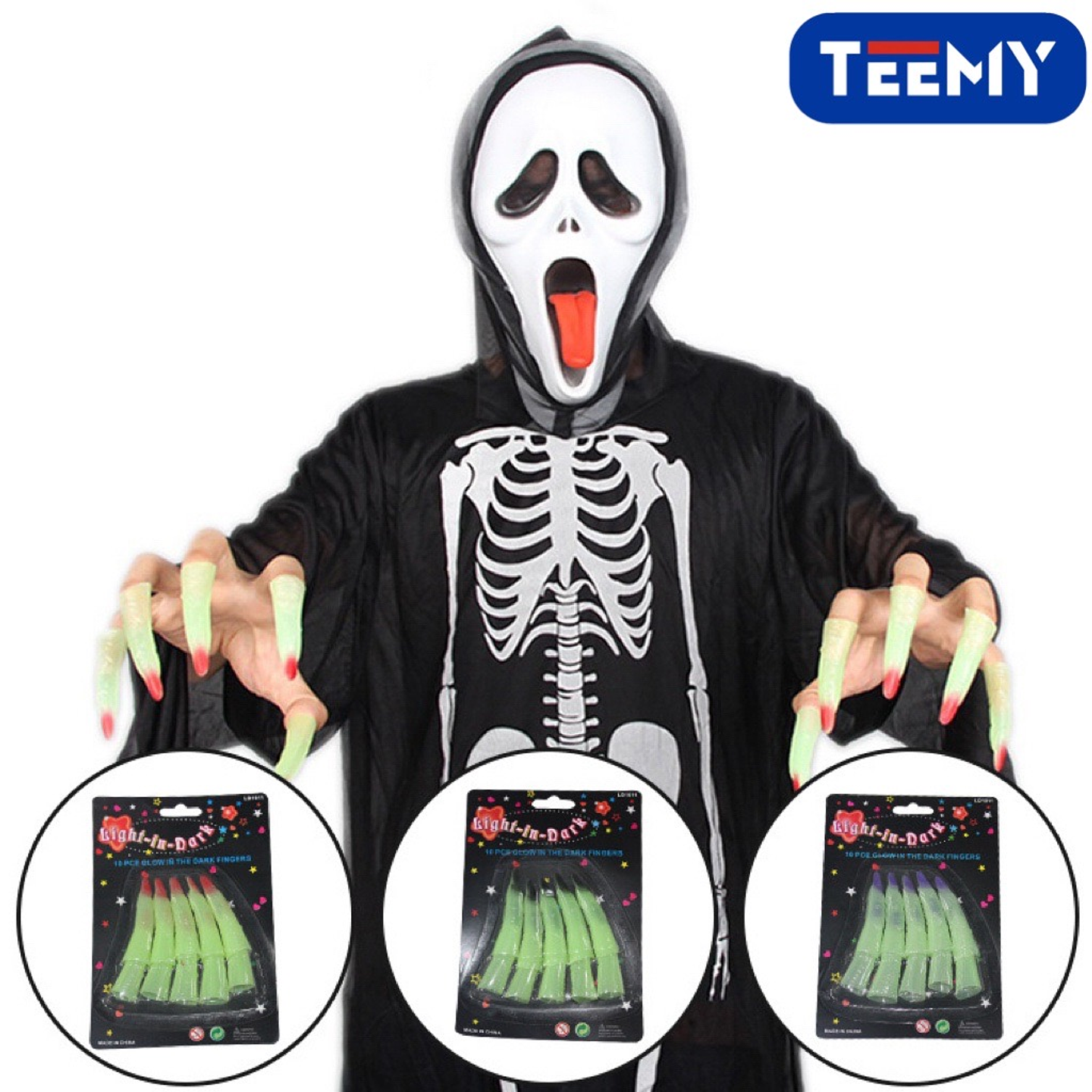 DEDOS BRILLAN EN LA OSCURIDAD PAQUETE 12 PZAS (HELL108) 1