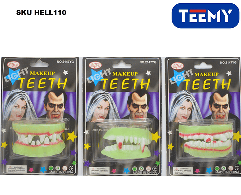 DIENTES VAMPIRO PAQUETE 12 PZAS (HELL110)
