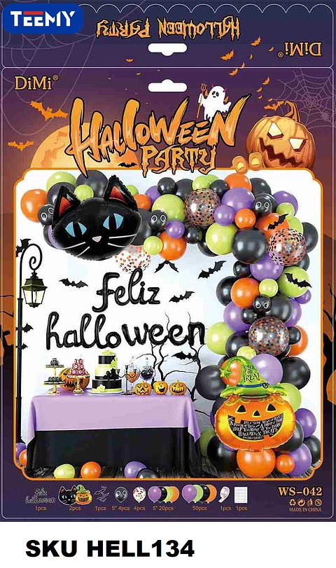 SET DE DECORACION HALLOWEEN 50 PZAS, PAQUETE 6 PIEZAS (HELL134)