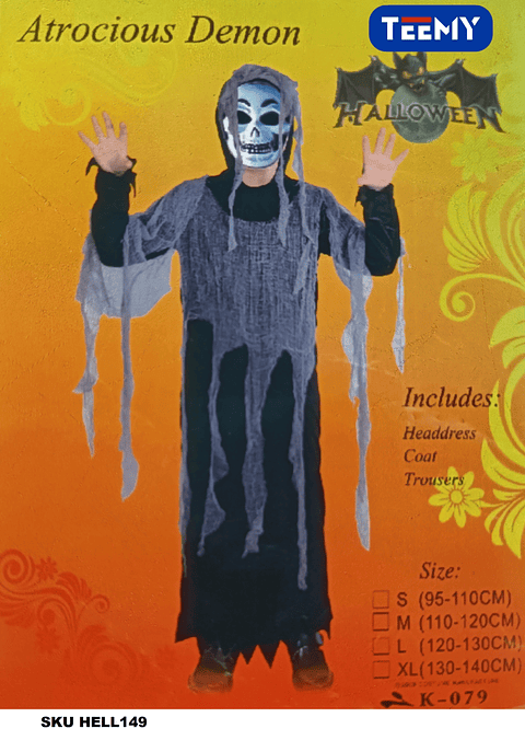 DISFRAZ HALLOWEEN  , PRECIO PUBLICADO ES AL POR MAYOR Y DEBEN SER 3 UNIDADES DEL MISMO  (HELL149)