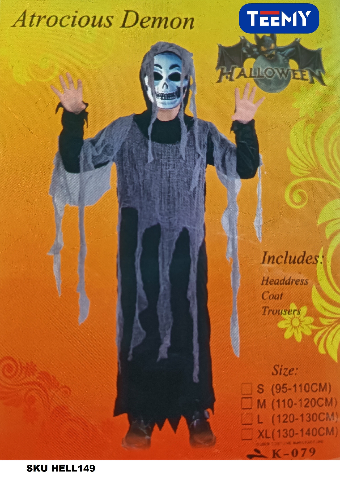 DISFRAZ HALLOWEEN  , PRECIO PUBLICADO ES AL POR MAYOR Y DEBEN SER 3 UNIDADES DEL MISMO  (HELL149) 1