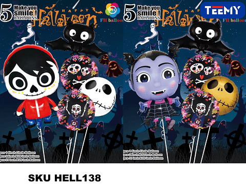 GLOBOS HALLOWEEN, PAQUETE 6 PZAS (HELL138)