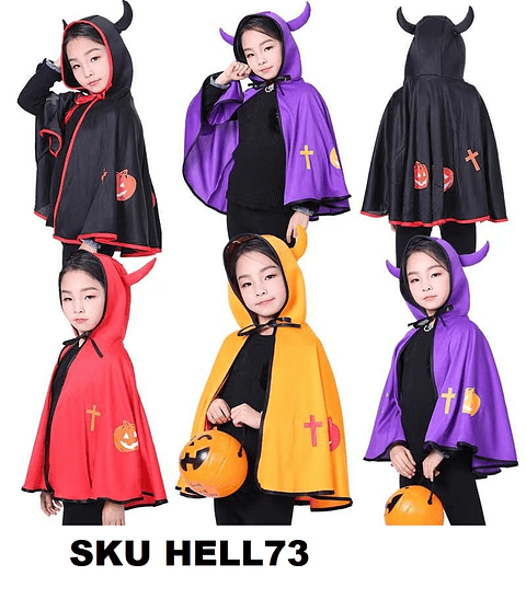 DISFRAZ HALLOWEEN CAPA, PAQUETE 10 PZAS (HELL73)