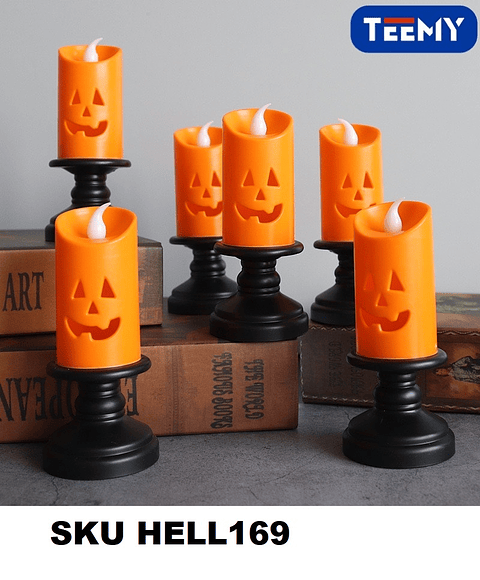 VELA HALLOWEEN A PILA PAQUETE 12 PZAS (HELL169)