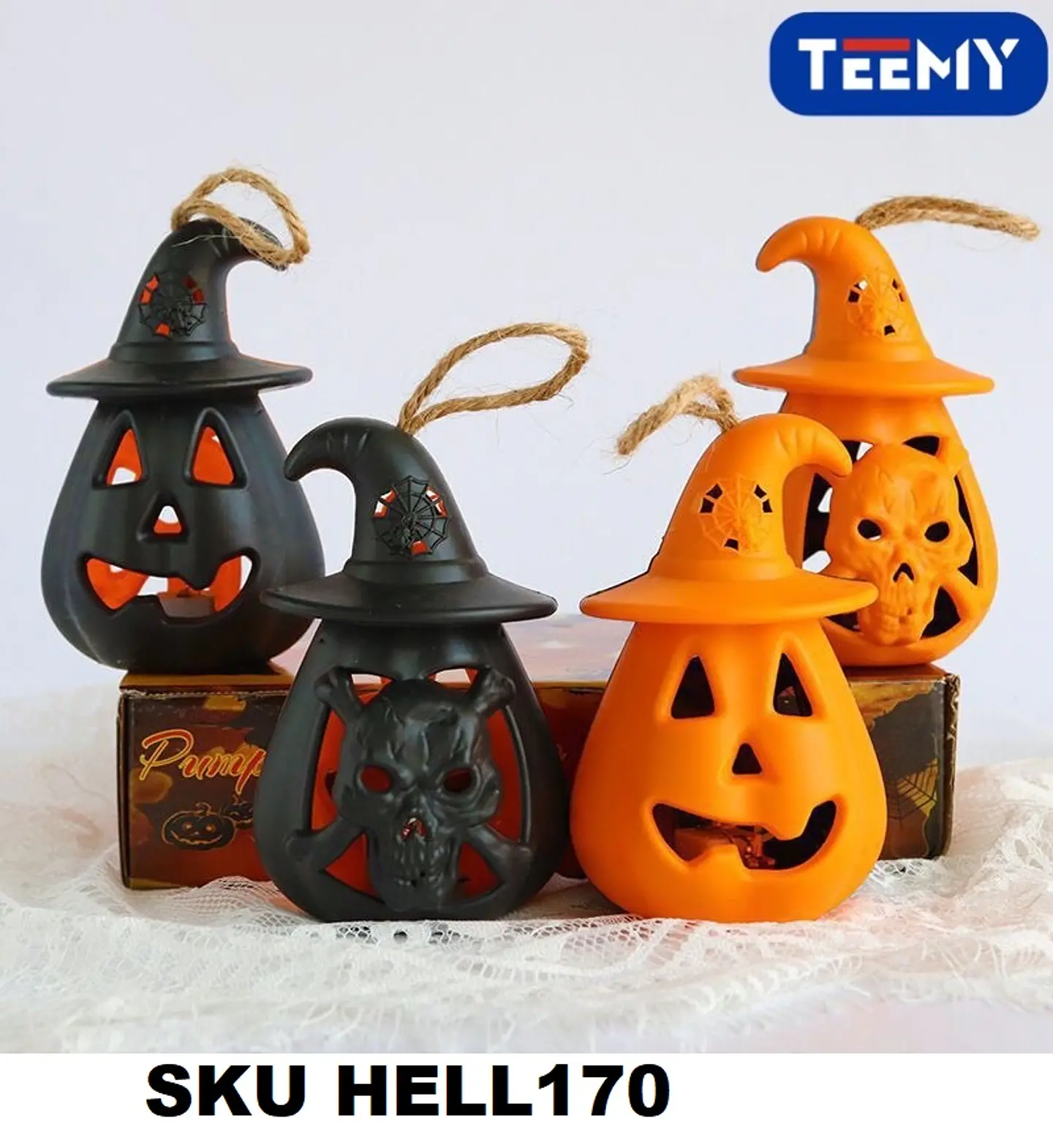 ADORNOS HALLOWEEN CON LUCES PAQUETE 12 PZAS (HELL170) 1