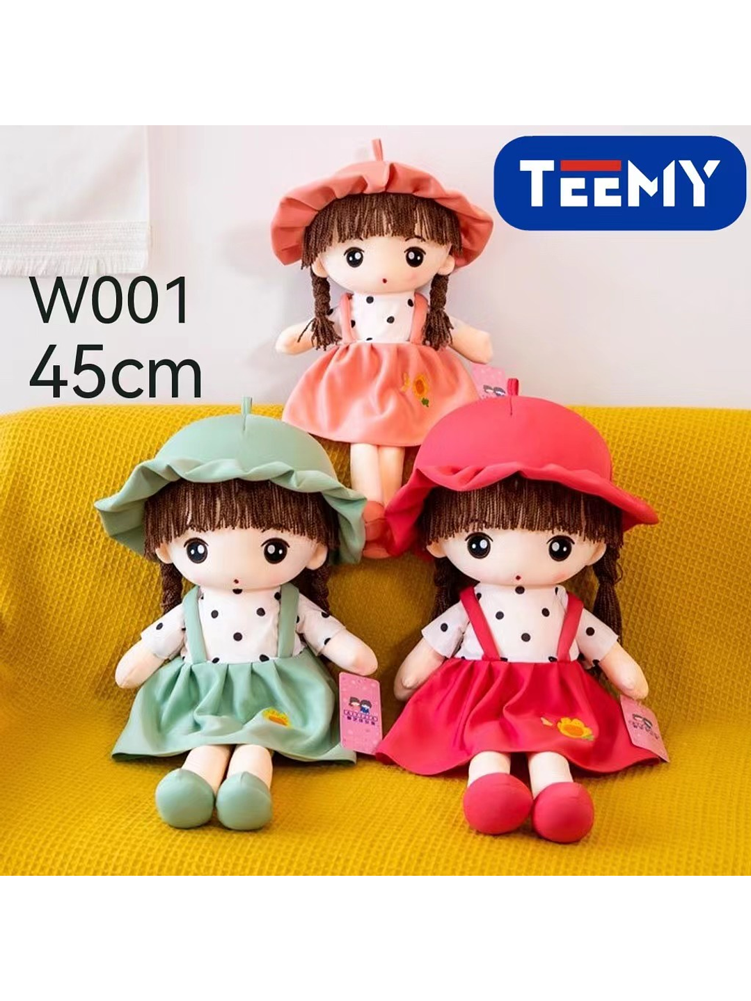 PELUCHE MUÑECA PEPONA 45 CM, PRECIO PUBLICADO ES AL POR MAYOR Y DEBEN SER 3 UNIDADES DEL MISMO  1