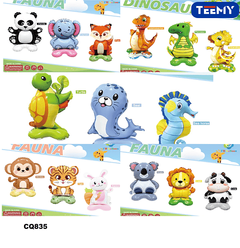 GLOBOS CUMPLEAÑOS  ANIMALES PAQUETE 6 PIEZAS (CQ835)