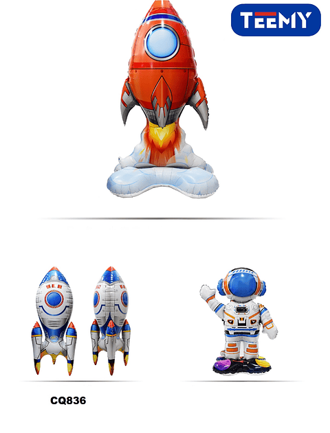 GLOBOS CUMPLEAÑOS  NAVE ESPACIAL Y ASTRONAUTA  PAQUETE 6 PIEZAS  (CQ836)