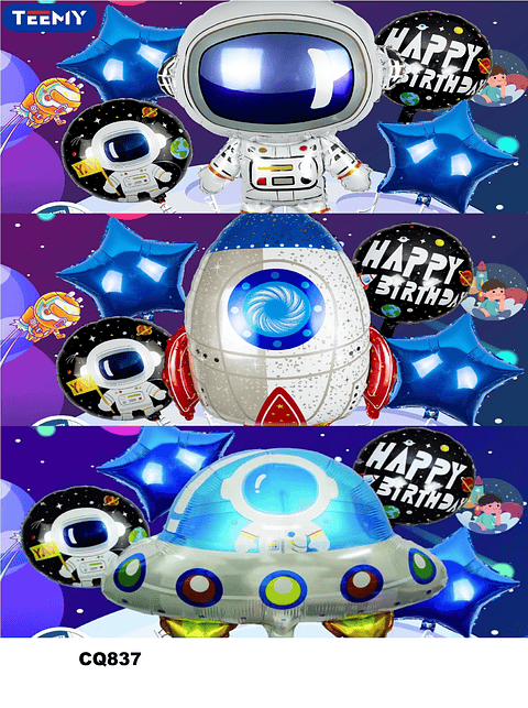 GLOBOS CUMPLEAÑOS ESPACIALES PAQUETE 6 PIEZAS (CQ837)