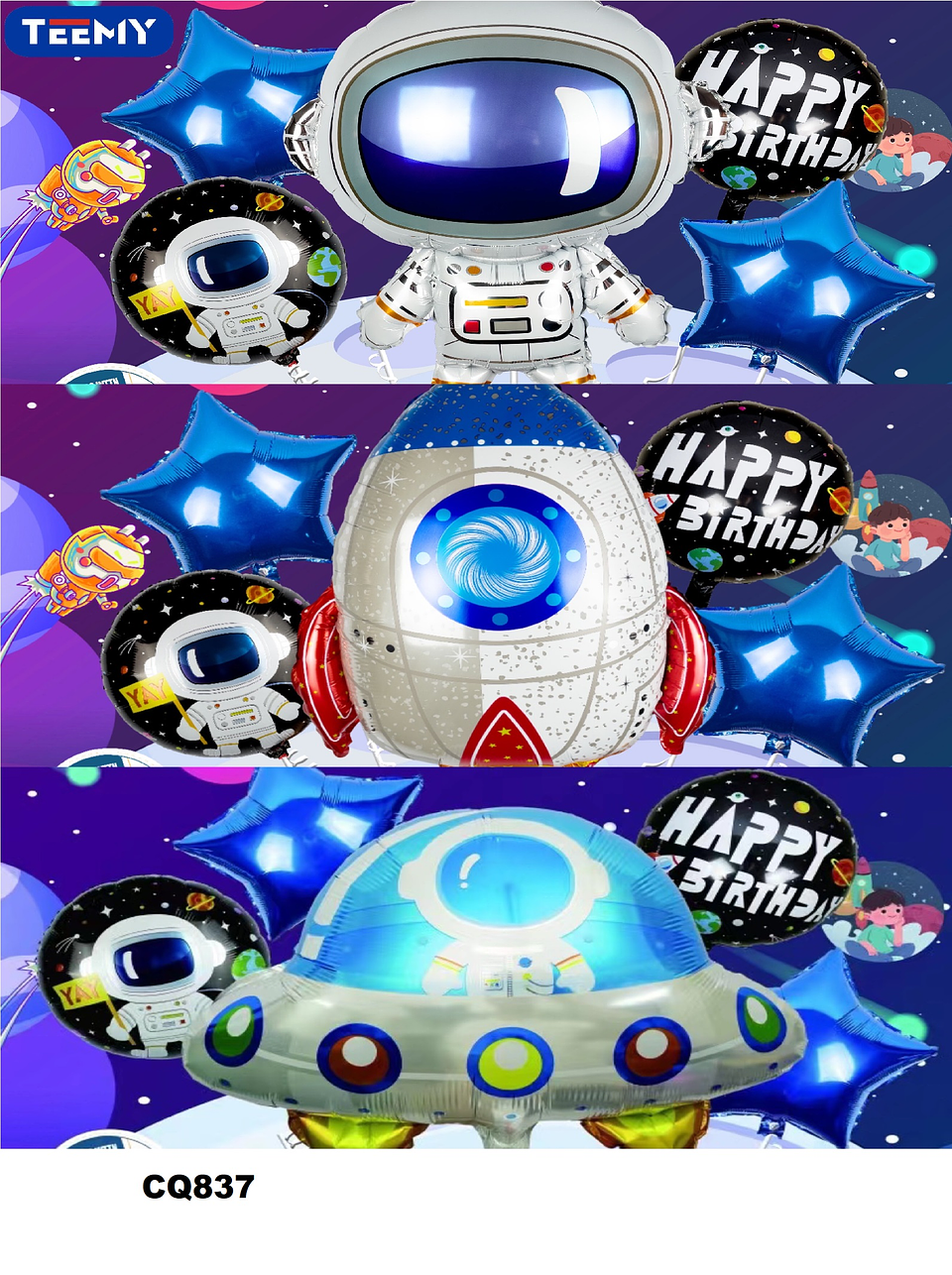 GLOBOS CUMPLEAÑOS ESPACIALES PAQUETE 6 PIEZAS (CQ837) 1