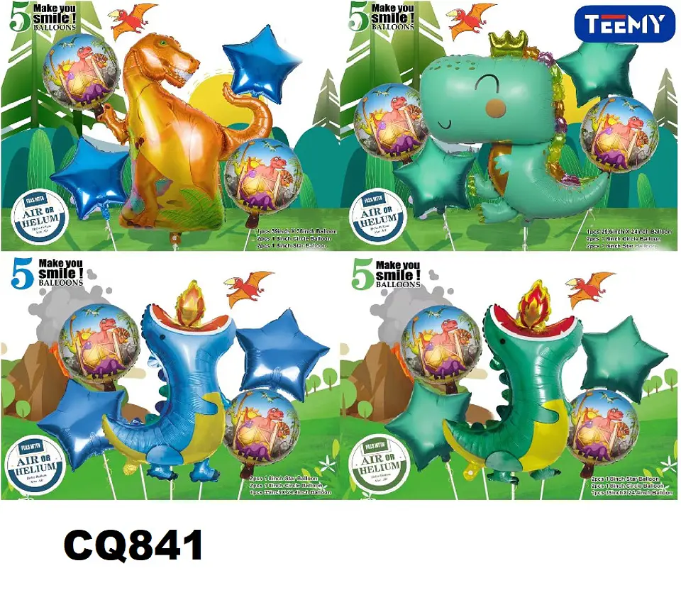 GLOBOS CUMPLEAÑOS DINOSAURIOS PAQUETE 6 PIEZAS (CQ841) 1