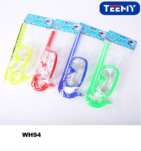 LENTES NATACION CON SNORKEL PAQUETE 6 PIEZAS (WH94)