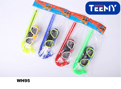 LENTES NATACION CON SNORKEL PAQUETE 6 PIEZAS (WH95)