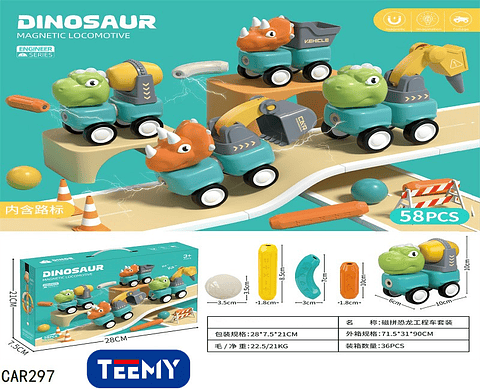 CARROS CONTRUCCION DINOSAURIO, PRECIO PUBLICADO ES AL POR MAYOR Y DEBEN SER 3 UNIDADES DEL MISMO  (CAR297)