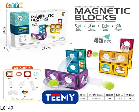 BLOQUES MAGNETICOS 45 PIEZAS  , 3 DEL MISMO POR MAYOR  (LG149)