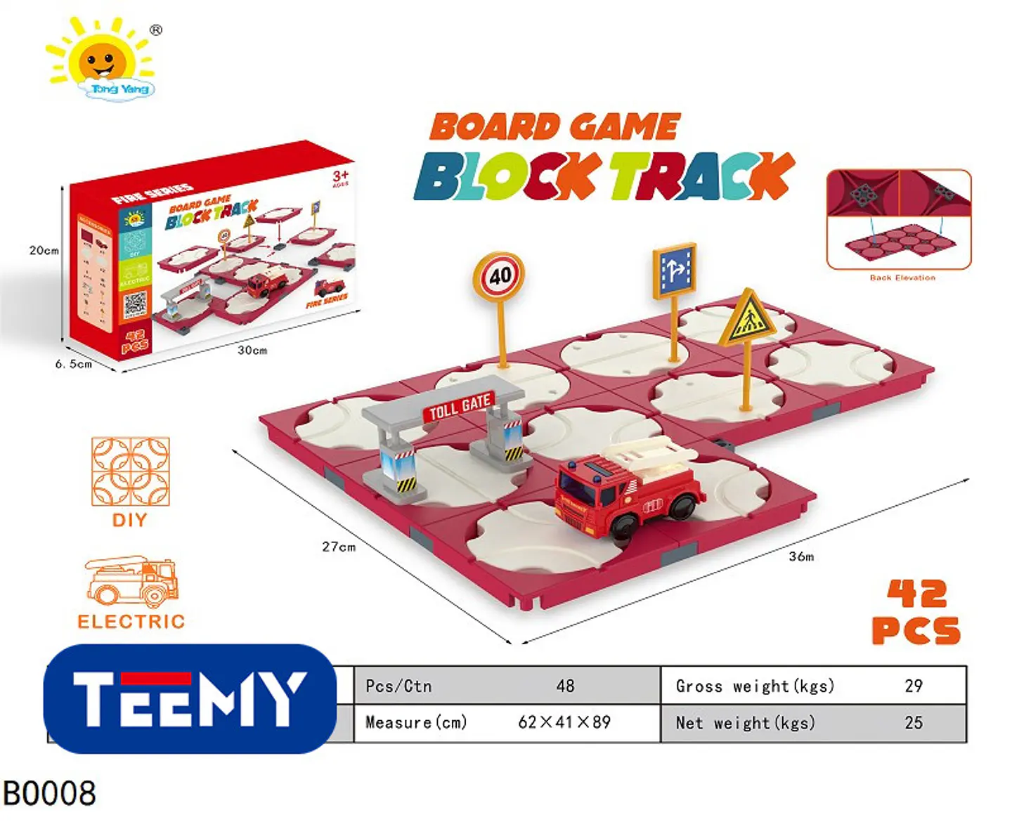 PISTA DE CONTRUCCION BLOQUES 42 PIEZAS  , 3 DEL MISMO POR MAYOR  (BO008) 1