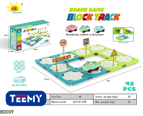 PISTA DE CONTRUCCION BLOQUES 42 PIEZAS  , PRECIO PUBLICADO ES AL POR MAYOR Y DEBEN SER 3 UNIDADES DEL MISMO  (BO009)