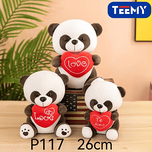 PELUCHE PANDA AMOR 26 CM , PRECIO PUBLICADO ES AL POR MAYOR Y DEBEN SER 4 UNIDADES DEL MISMO 