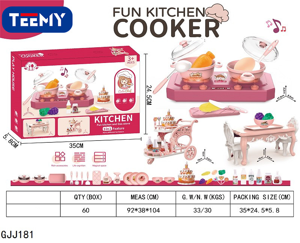 JUGUETE COCINA  3 EN 1, PRECIO PUBLICADO ES AL POR MAYOR Y DEBEN SER 3 UNIDADES DEL MISMO  (GJJ181) 1