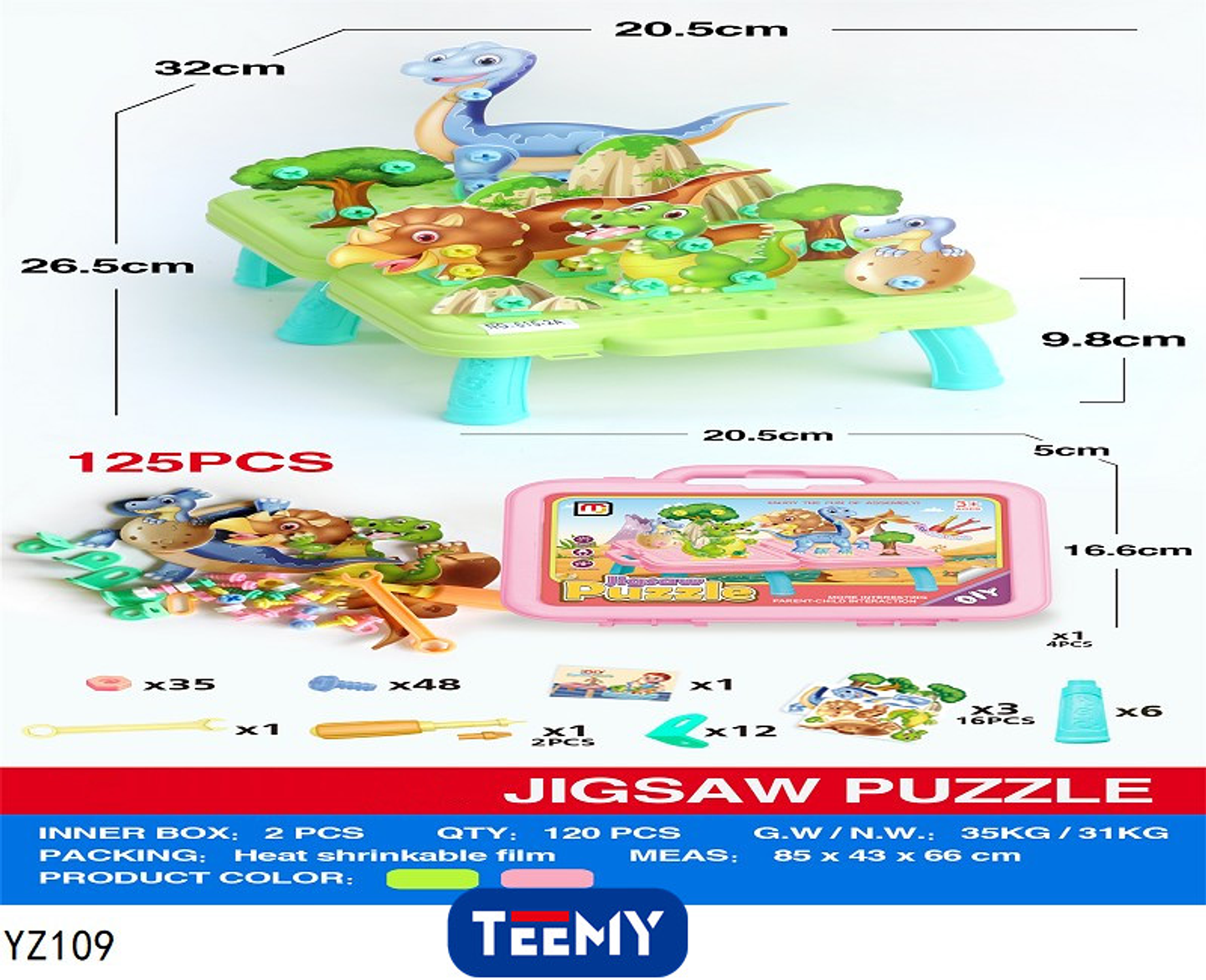 MESA PUZZLE CON DINOSAURIOS  PRECIO PUBLICADO ES AL POR MAYOR Y DEBEN SER 3 UNIDADES DEL MISMO  (YZ109) 1