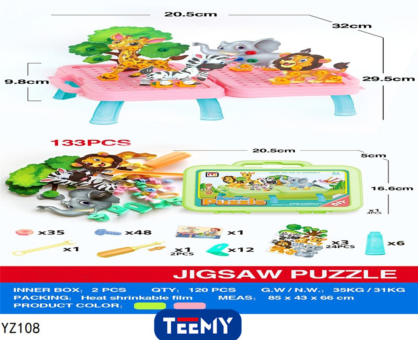 MESA PUZZLE CON ANIMALES  3 DEL MISMO POR MAYOR  (YZ108) 1