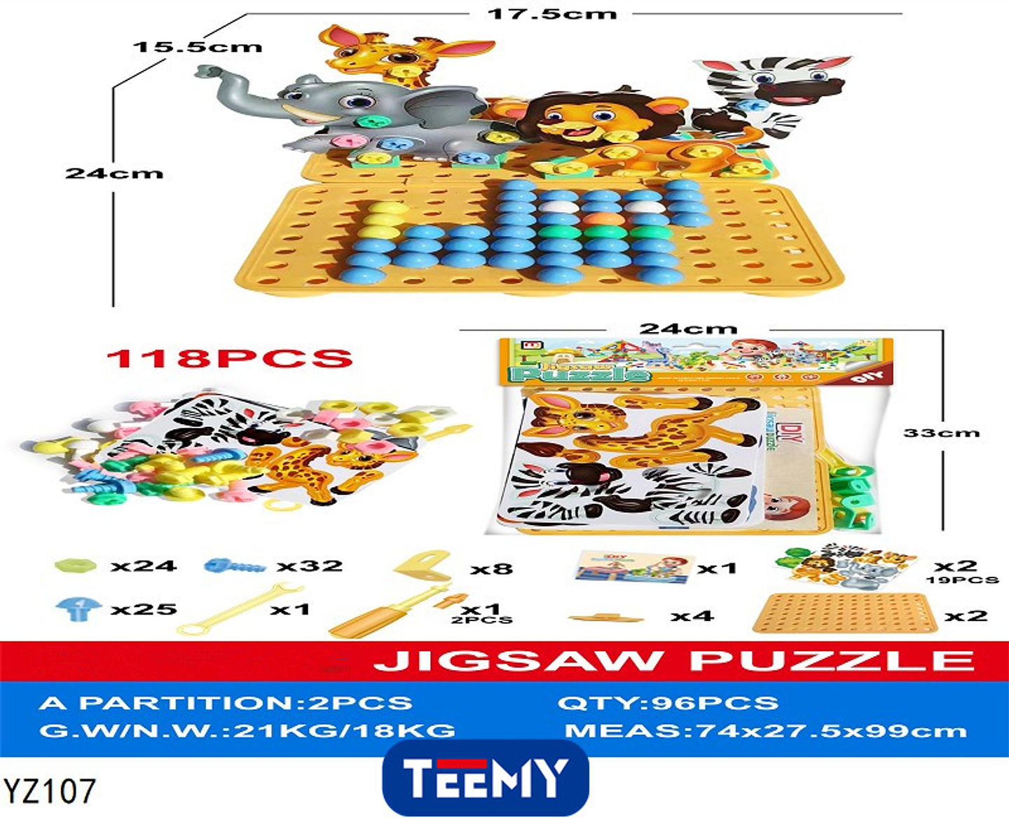 MESA PUZZLE CON ANIMALES  PRECIO PUBLICADO ES AL POR MAYOR Y DEBEN SER 3 UNIDADES DEL MISMO  (YZ107) 1