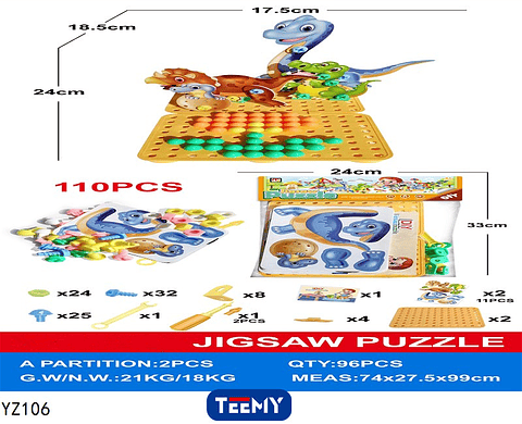 MESA PUZZLE CON DINOSAURIOS  3 DEL MISMO POR MAYOR  (YZ106)