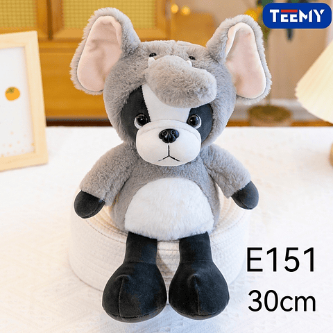 PELUCHE PERRO DISFRAZ  ELEFANTE 30 CM PRECIO PUBLICADO ES AL POR MAYOR Y DEBEN SER 3 UNIDADES DEL MISMO  (E151)