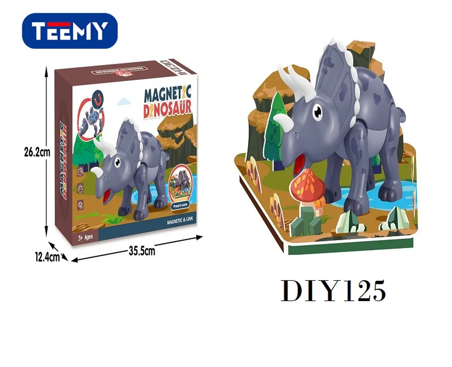 DINOSAURIO ARMABLE MAGNETICO  , 3 DEL MISMO POR MAYOR  (DIY125) 1