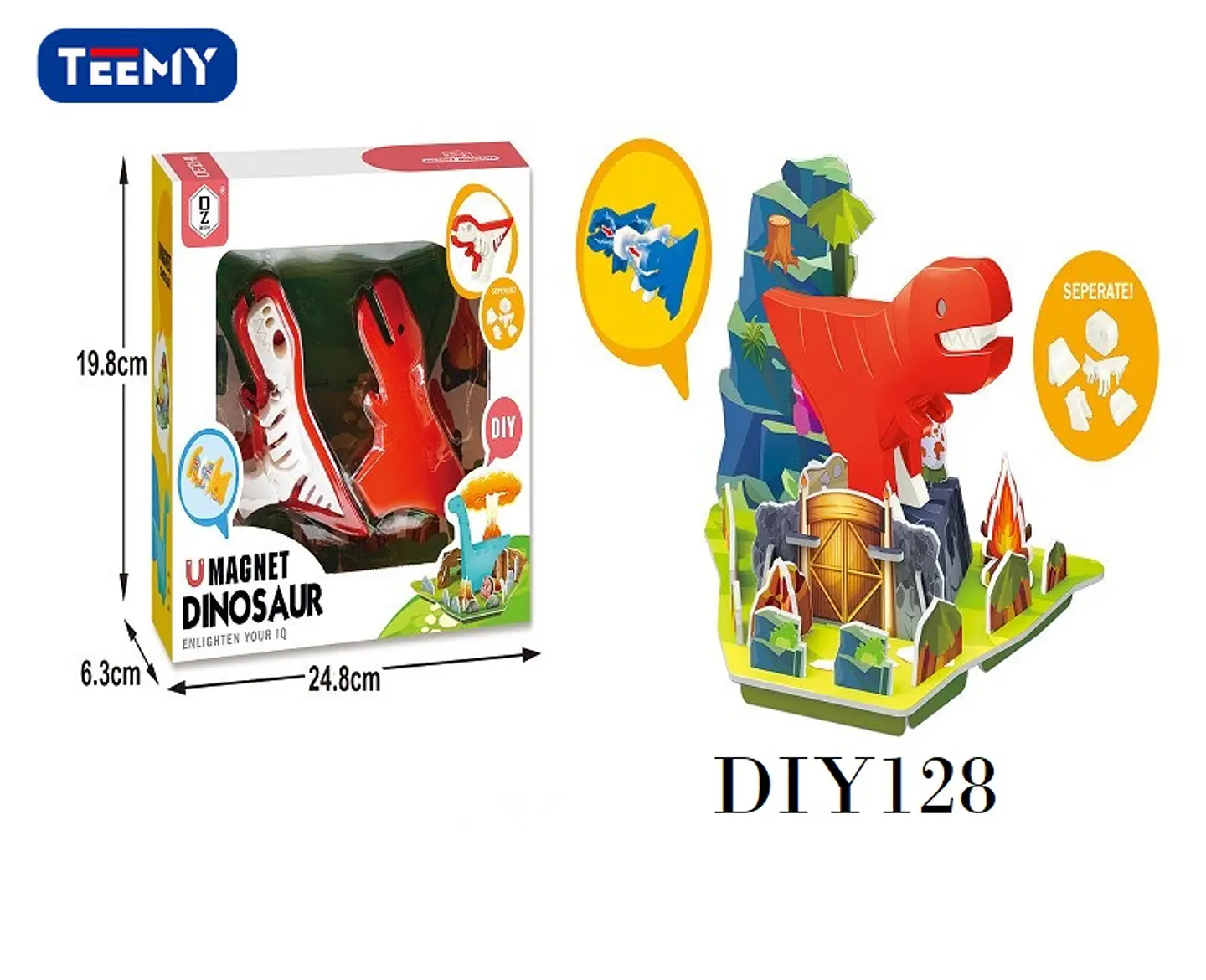 DINOSAURIO ARMABLE MAGNETICO  , 3 DEL MISMO POR MAYOR  (DIY128) 1