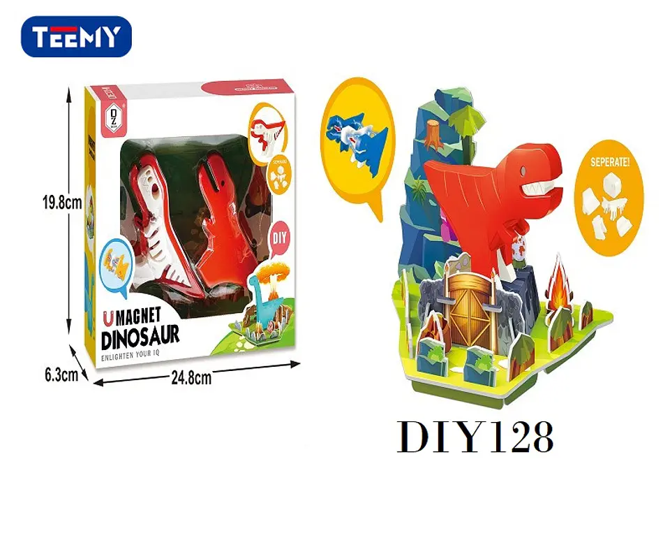 DINOSAURIO ARMABLE MAGNETICO  , 3 DEL MISMO POR MAYOR  (DIY128) 1