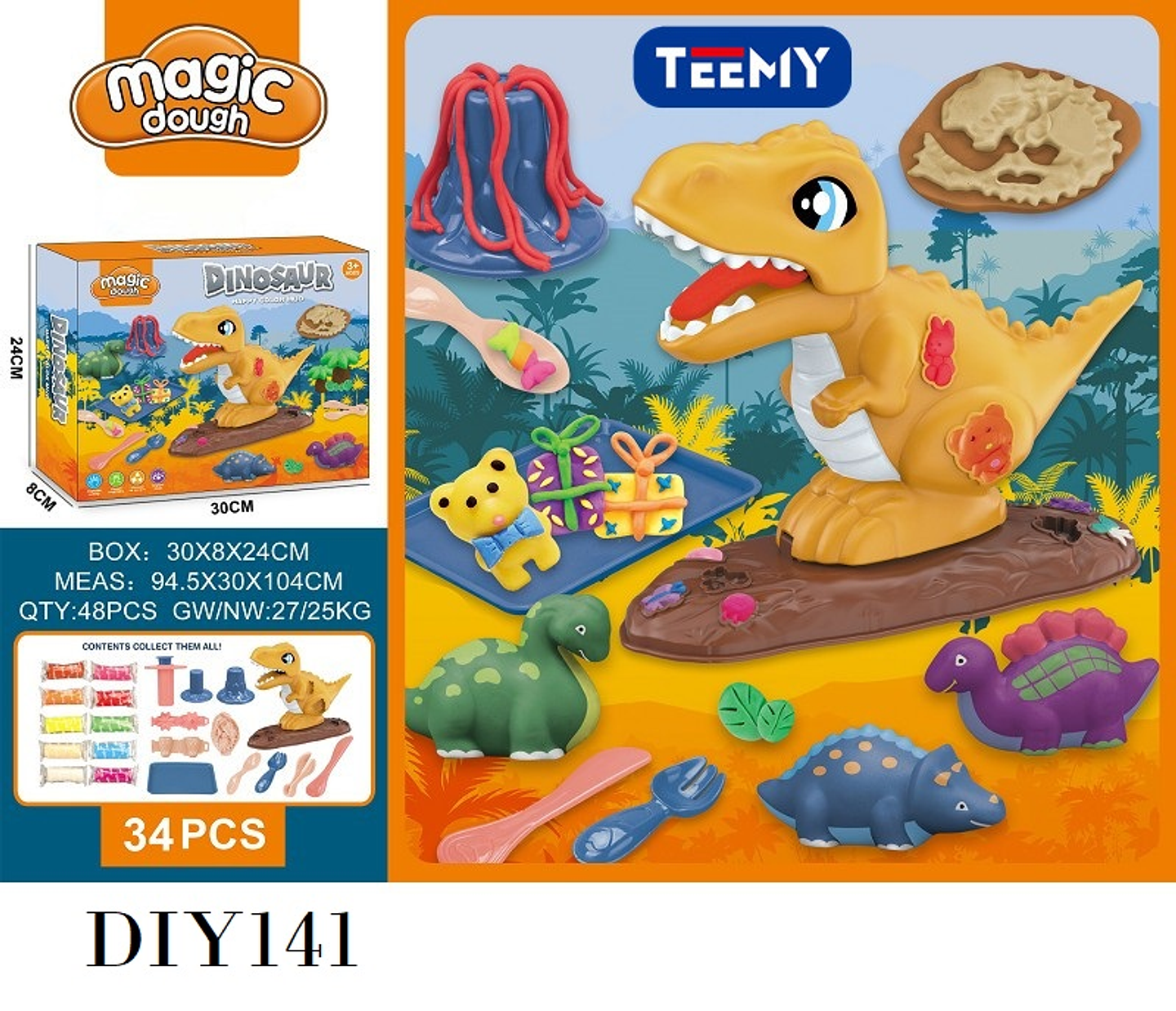 PLASTILINA MAGICA DINOSAURIO  , PRECIO PUBLICADO ES AL POR MAYOR Y DEBEN SER 3 UNIDADES DEL MISMO  (DIY141) 1