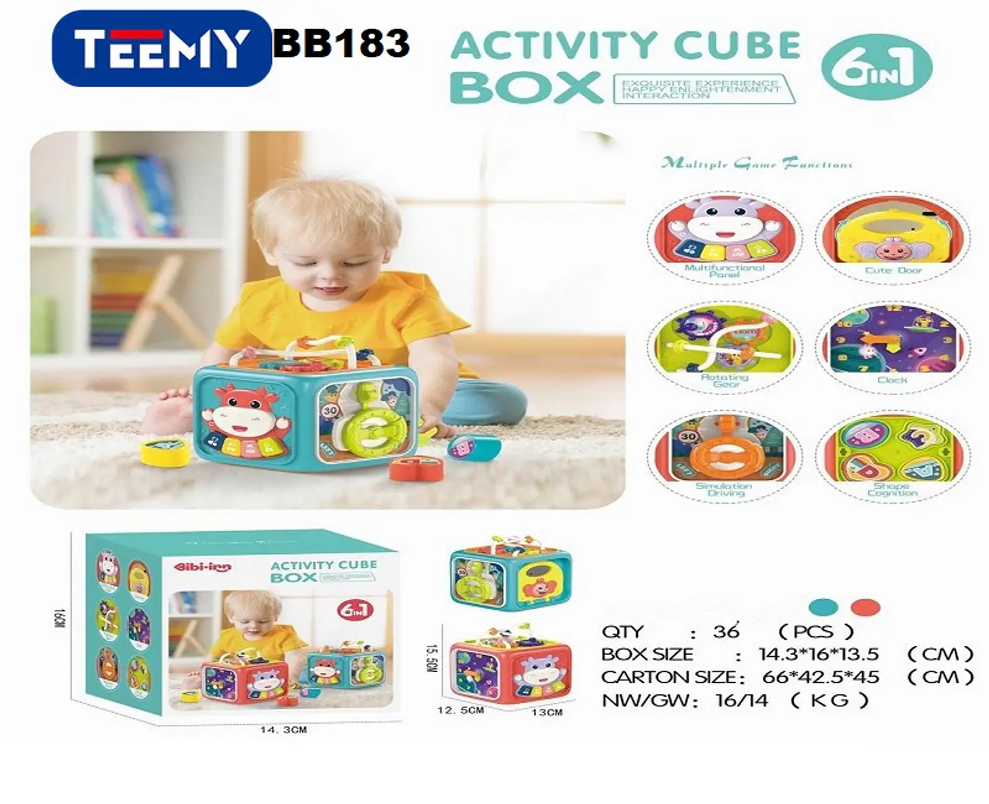 CUBO CON ACTIVIDADES 6 EN 1 , 3 DEL MISMO POR MAYOR  (BB183) 1