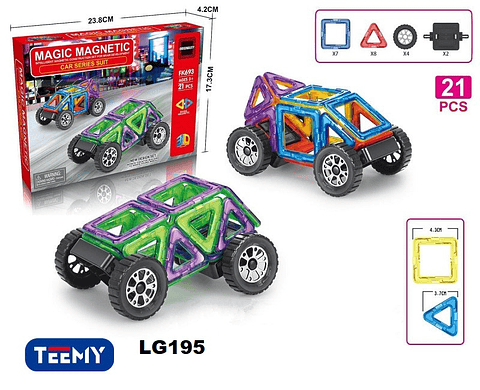 CARRO MAGNETICO 21 PIEZAS , PRECIO PUBLICADO ES AL POR MAYOR Y DEBEN SER 3 UNIDADES DEL MISMO  (LG195)