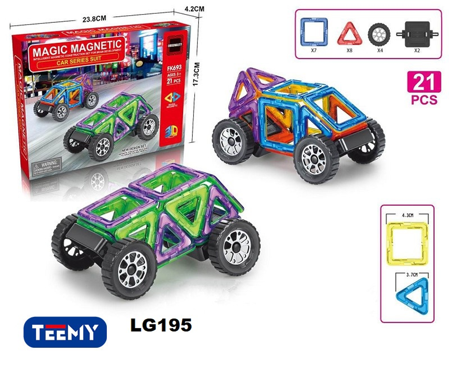 CARRO MAGNETICO 21 PIEZAS , PRECIO PUBLICADO ES AL POR MAYOR Y DEBEN SER 3 UNIDADES DEL MISMO  (LG195) 1