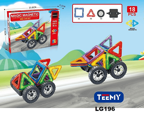 CARRO MAGNETICO 18 PIEZAS , PRECIO PUBLICADO ES AL POR MAYOR Y DEBEN SER 3 UNIDADES DEL MISMO  (LG196)