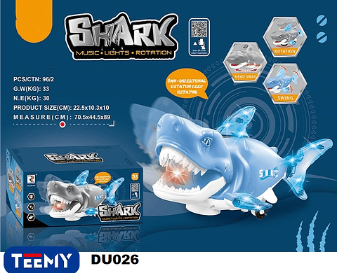 TIBURON A BATERIA CON LUCES, PRECIO PUBLICADO ES AL POR MAYOR Y DEBEN SER 3 UNIDADES DEL MISMO  (DU026)