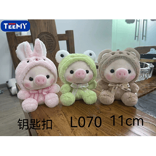 LLAVERO PELUCHE CHANCHO 11 CM PAQUETE 12 PCS