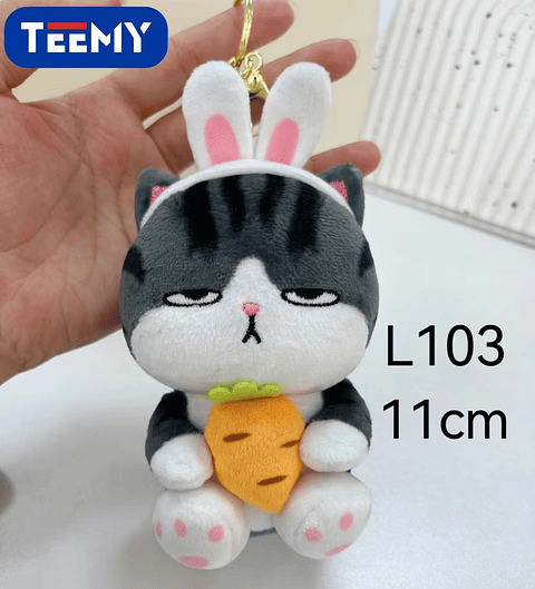 LLAVERO PELUCHE GATO EMPERADOR DISFRAZ CONEJO 11 CM PAQUETE 12 PCS