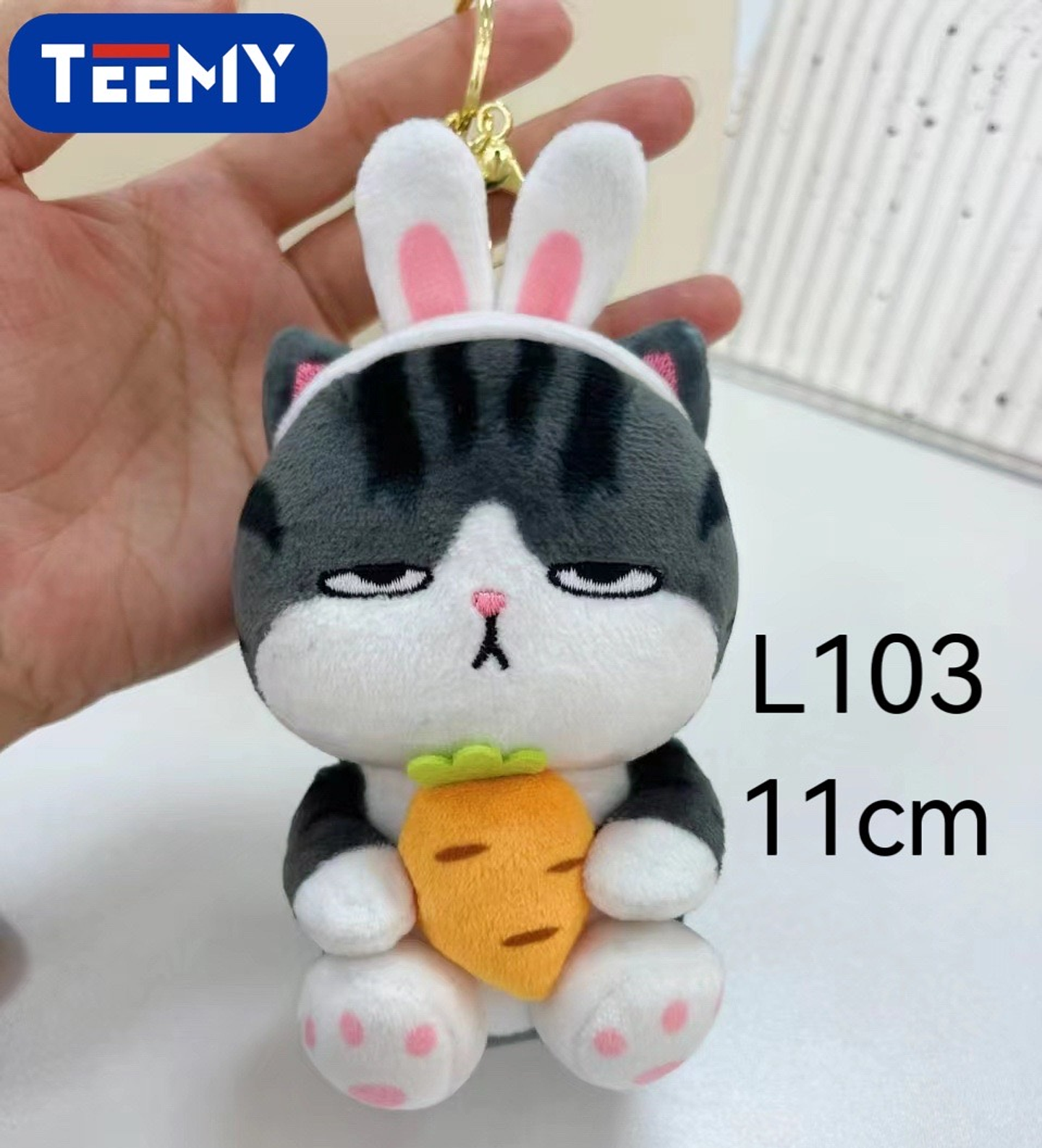 LLAVERO PELUCHE GATO EMPERADOR DISFRAZ CONEJO 11 CM PAQUETE 12 PCS (L103) 1