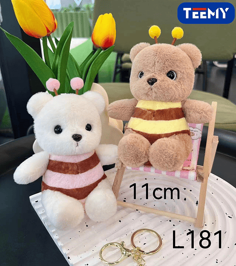 LLAVERO PELUCHE OSO 11 CM PAQUETE 12 PIEZAS (L181)
