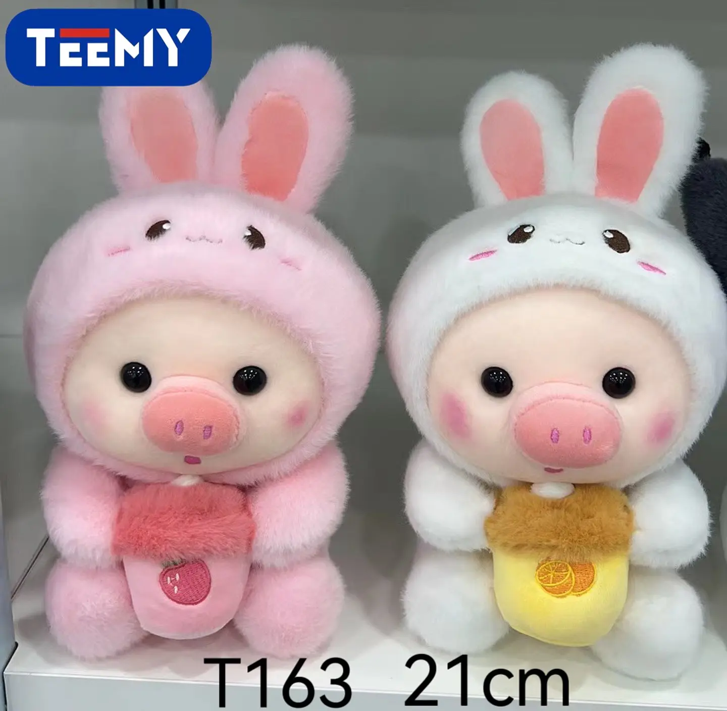 PELUCHE CHANCHO DISFRAZ CONEJO 21 CM, 3 DEL MISMO POR MAYOR  (T163) 1