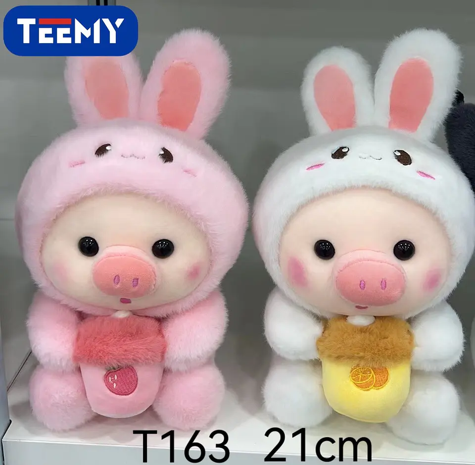 PELUCHE CHANCHO DISFRAZ CONEJO 21 CM, 3 DEL MISMO POR MAYOR  (T163) 1