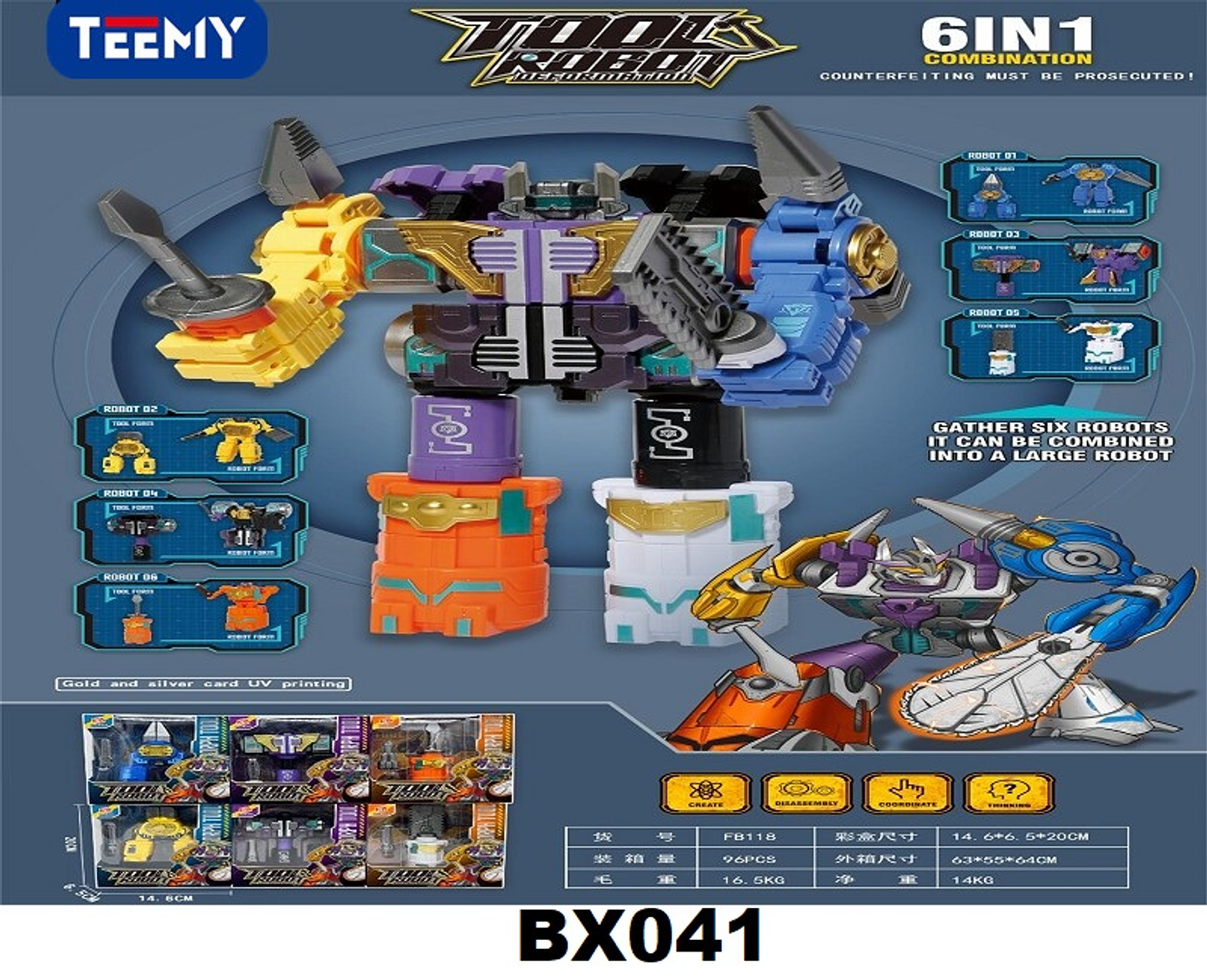 TRANSFORMERS 6 EN 1,  PRECIO PUBLICADO ES AL POR MAYOR Y DEBEN SER 3 UNIDADES DEL MISMO  (BX041) 1