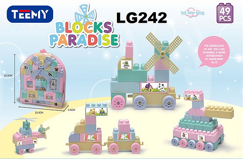 BLOQUES ARMABLES 49 PIEZAS  , PRECIO PUBLICADO ES AL POR MAYOR Y DEBEN SER 3 UNIDADES DEL MISMO  (LG242)