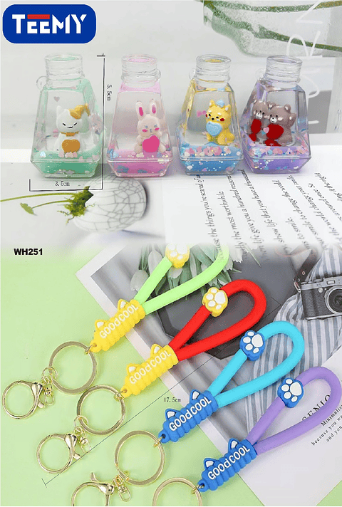 LLAVEROS SENSORIALES CON LIQUIDO PAQUETE 6 PIEZAS (WH251)