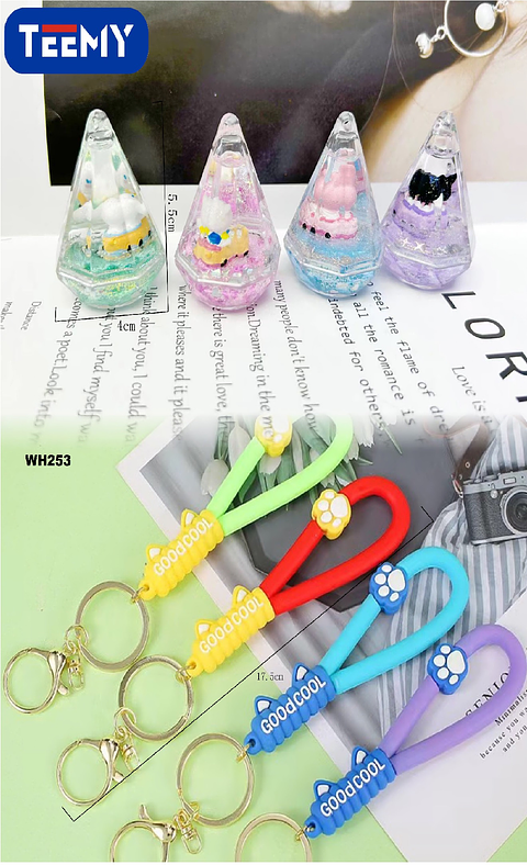 LLAVEROS SENSORIALES CON LIQUIDO PAQUETE 6 PIEZAS (WH253)